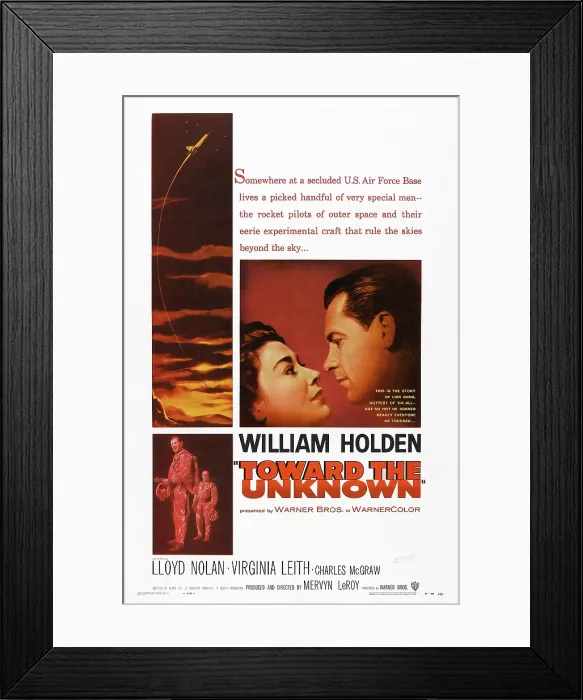 Framed Print : TOWARD THE UNKNOWN, US poster, center from left: Virginia Leith, William Holden, bottom from left: William Holden, Lloyd Nolan, 1956