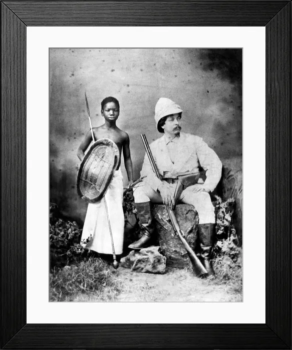 Framed Print : Sir Henry Morton Stanley (right, 1841-1904), Journalist and African explorer circa 1880's. Courtesy: CSU Archives / Everett Collection