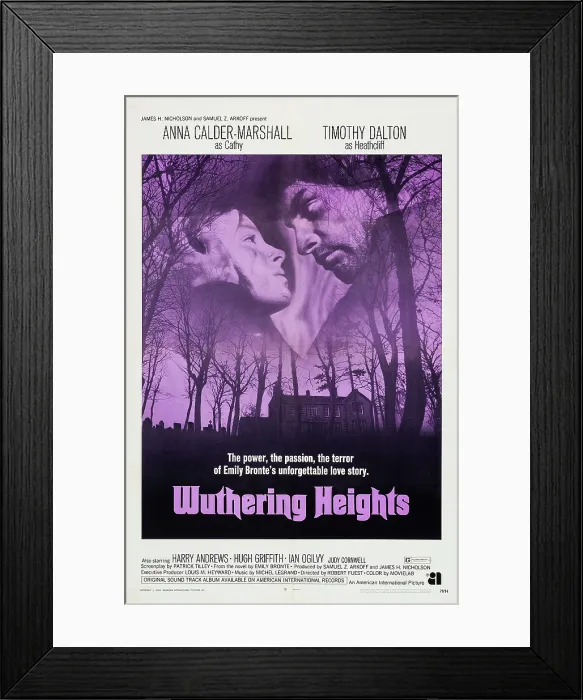 Framed Print : WUTHERING HEIGHTS, US poster art, from left: Anna Calder-Marshall, Timothy Dalton, 1970