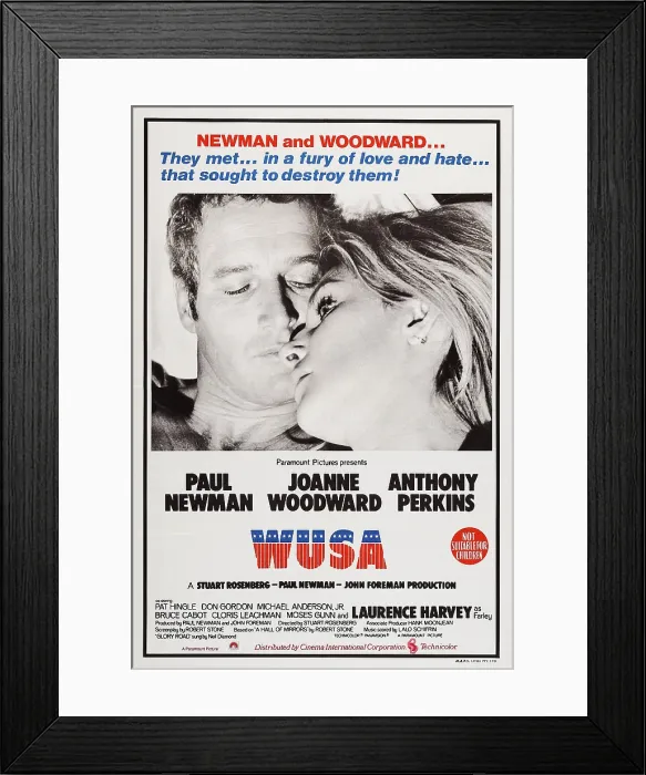 Framed Print : WUSA, US poster art, from left: Paul Newman, Joanne Woodward, 1971 Framed Print : WUSA, US poster art, from left: Paul Newman, Joanne Woodward, 1971