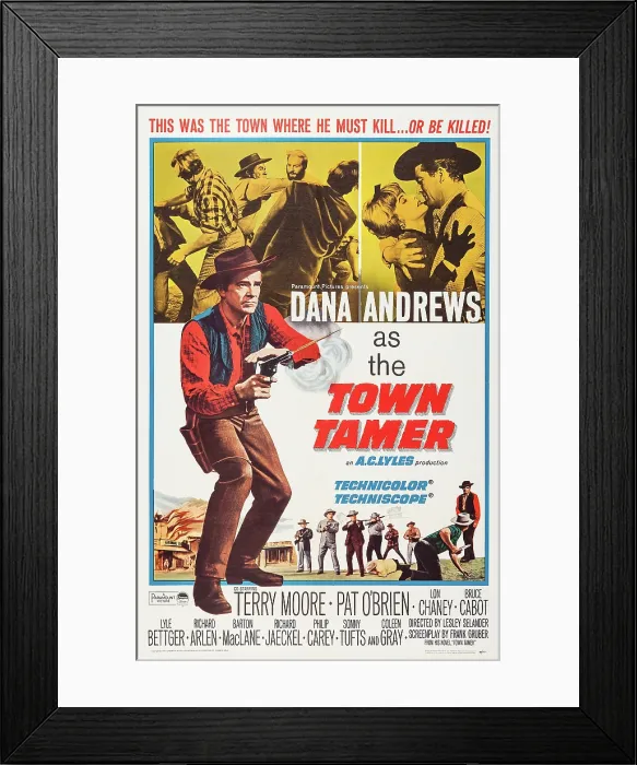 Framed Print : TOWN TAMER, US poster art, Dana Andrews, (left), 1965