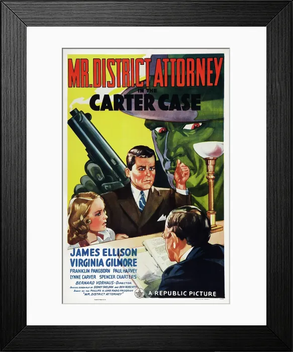 Framed Print : MR. DISTRICT ATTORNEY IN THE CARTER CASE, US poster art, front: Spencer Charters; back from left: Virginia Gilmore, James Ellison, 1941