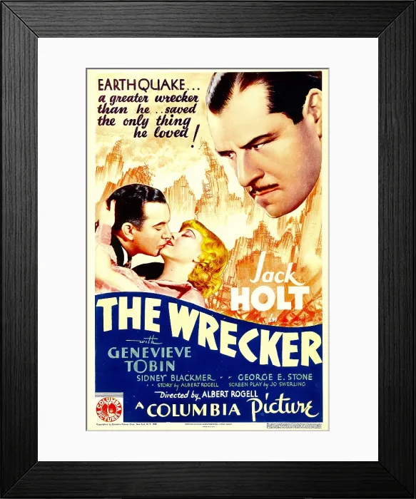 Framed Print : THE WRECKER, top right: Jack Holt, bottom right: Genevieve Tobin on midget window card, 1933