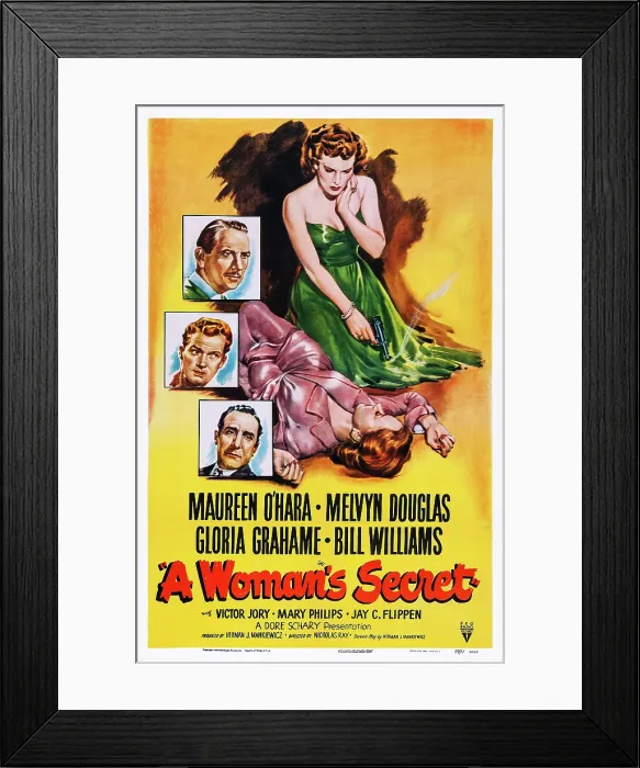 Framed Print : A WOMAN'S SECRET, US poster art, counterclockwise from top center: Maureen O'Hara, Gloria Grahame, Melvyn Douglas, Bill Williams, Victor Jory, 1949