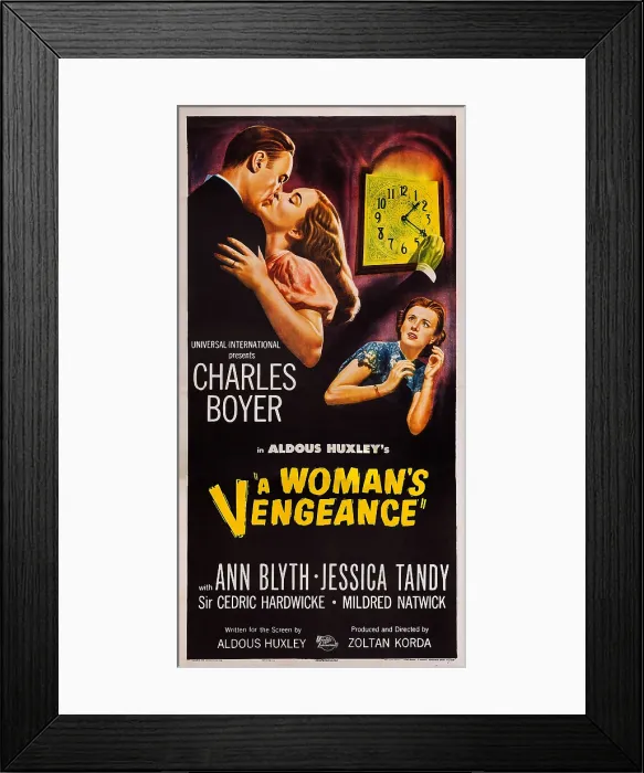 Framed Print : A WOMAN'S VENGEANCE, l-r: Charles Boyer, Ann Blyth, Jessica Tandy on poster art, 1948 Framed Print : A WOMAN'S VENGEANCE, l-r: Charles Boyer, Ann Blyth, Jessica Tandy on poster art, 1948