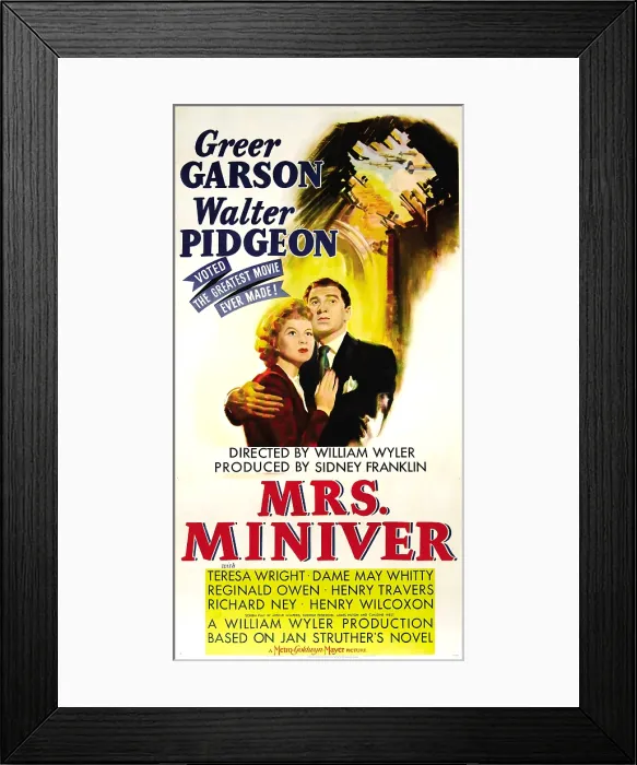 Framed Print : MRS. MINIVER, from left: Greer Garson, Walter Pidgeon, 1942