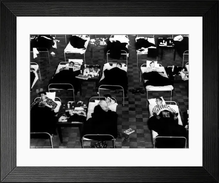 Framed Print : Hundreds of students sick with Asian Flu at an emergencey infirmary, Amherst Mass. 1957. Courtesy: CSU Archives  /  Everett Collection