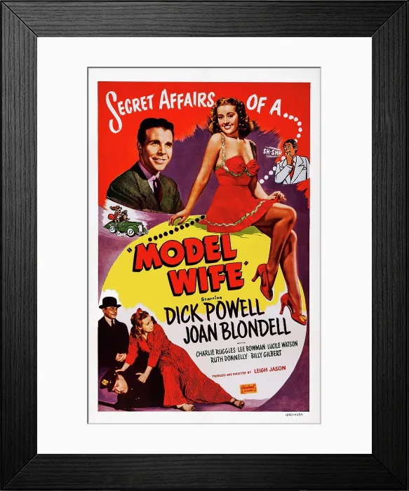Framed Print : MODEL WIFE, US poster art, top from left: Dick Powell, Joan Blondell, 1941