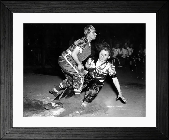 Framed Print : BASEBALL, Mary Farmer of the Chicago Chicks, & Liz Walsh of the Parichy Bloomers, from the National Girls Softball League, 5 / 29 / 44. Everett / CSU Archives Framed Print : BASEBALL, Mary Farmer of the Chicago Chicks, & Liz Walsh of the Parichy Bloomers, from the National Girls Softball League, 5 / 29 / 44. Everett / CSU Archives