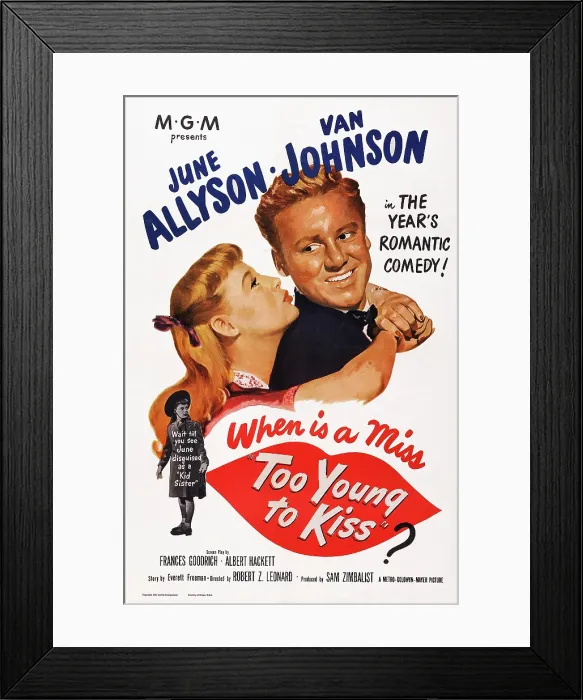 Framed Print : TOO YOUNG TO KISS, US poster art, from left: June Allyson, Van Johnson, 1951