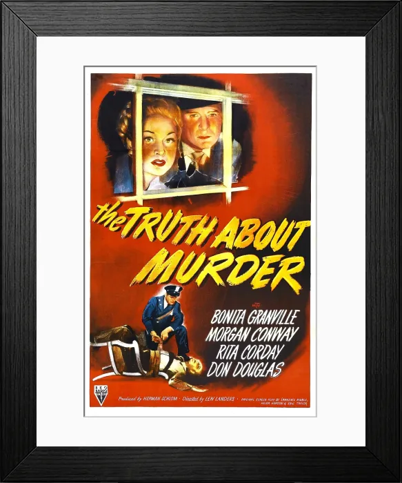 Framed Print : THE TRUTH ABOUT MURDER, (aka THE LIE DETECTOR), US poster, top from left: Bonita Granville, Morgan Conway, 1946