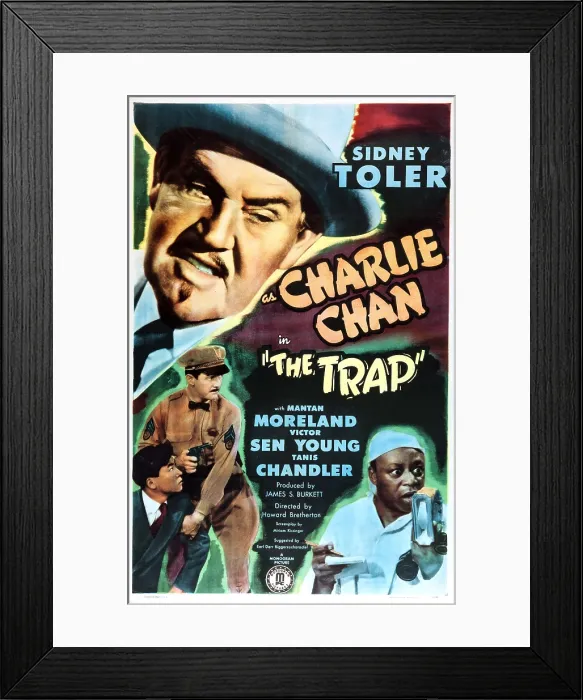 Framed Print : THE TRAP, US poster, Sidney Toler (top), Victor Sen Young (bottom left), Mantan Moreland (bottom right), 1946 Framed Print : THE TRAP, US poster, Sidney Toler (top), Victor Sen Young (bottom left), Mantan Moreland (bottom right), 1946