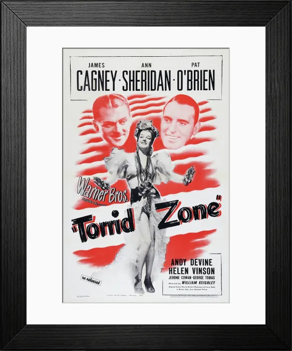 Framed Print : TORRID ZONE, US poster art, from left: James Cagney, Ann Sheridan, Pat O'Brien, 1940