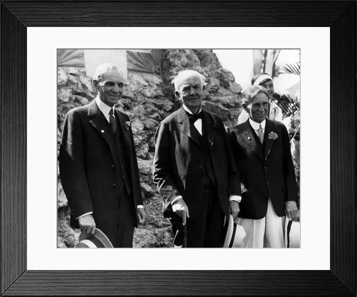 Framed Print : The Big Three: Henry Ford, Thomas Edison, and Harvey Firestone in Fort Meyers, Florida. ca.1930. Courtesy CSU Archives / Everett Collection