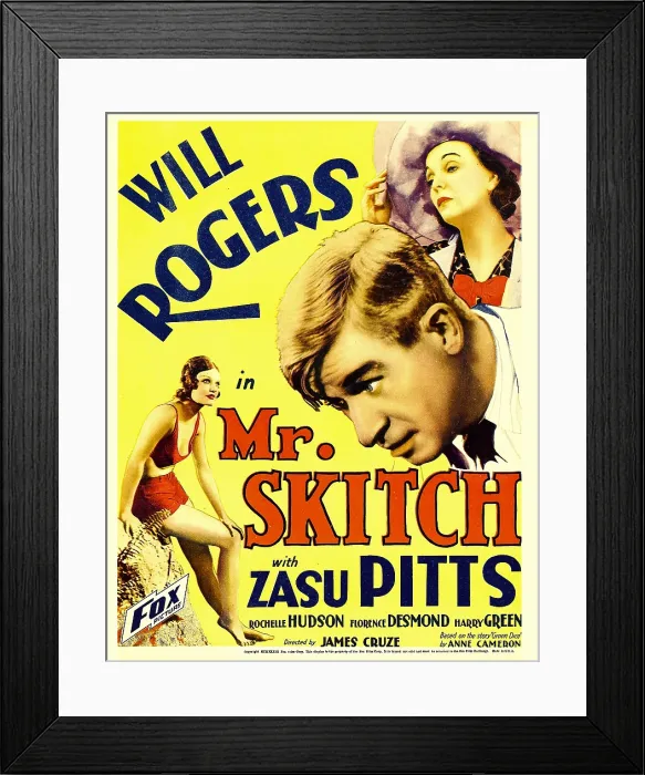 Framed Print : MR. SKITCH, top right from left: Will Rogers, Zasu Pitts on window card, 1933, TM and Copyright 20th Century Fox Film Corp. All rights reserved. / courtesy Everett Collection