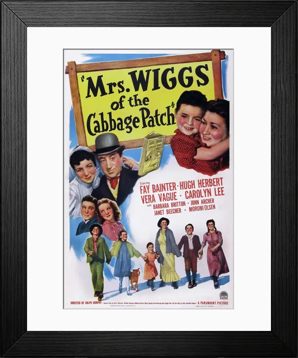 Framed Print : MRS. WIGGS OF THE CABBAGE PATCH, US poster, middle from left: Vera Vague, Hugh Herbert, Carolyn Lee, Fay Bainter, 1942