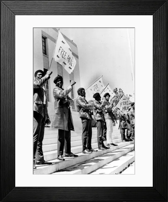 Framed Print : Black Panthers protest demonstrate against trial of Huey Newton in Oakland (Alameda County Courthouse), CA. 06-15-1968.. Courtesy: CSU Archives  /  Everett Collection