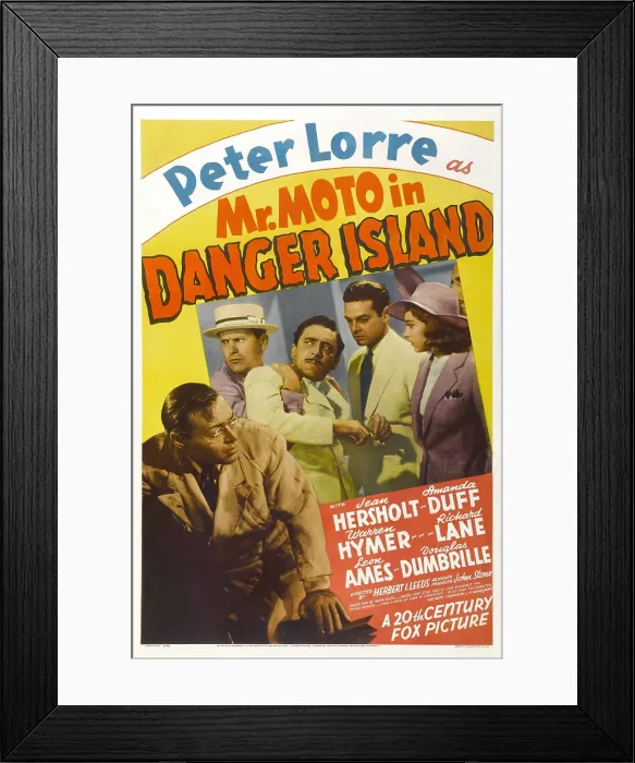 Framed Print : MR. MOTO IN DANGER ISLAND, from left: Peter Lorre, Warren Hymer, Douglass Dumbrille, far right: Jean Hersholt, 1939, TM and Copyright 20th Century Fox Film Corp