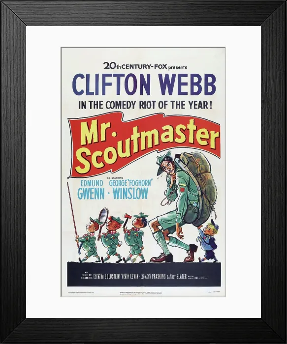 Framed Print : MR. SCOUTMASTER, US poster art, second right: Clifton Webb, 1953, TM & copyright 20th Century Fox Film Corp. All rights reserved  /  Courtesy Everett Collection