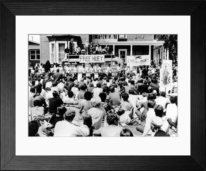 Framed Print : Black Panthers, supporters of Huey Newton demonstrate against Newton's trial, Oakland, CA. 07-13-1968.. Courtesy: CSU Archives  /  Everett Collection