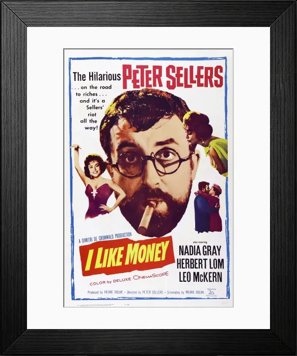 Framed Print : MR. TOPAZE, (aka I LIKE MONEY), US poster art, left: Nadia Gray; center: Peter Sellers, 1961, TM & Copyright 20th Century Fox Film Corp