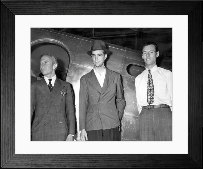 Framed Print : Navigator Harry Connor, Howard Hughes and radio engineer Richard Stoddart before their flight around the world, 1938. Courtesy: CSU Archives / Everett Collection