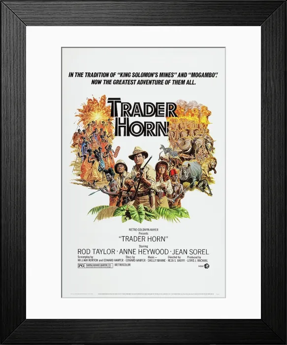 Framed Print : TRADER HORN, US poster, left from second left: Jean Sorel, Rod Taylor, Anne Heywood, 1973 Framed Print : TRADER HORN, US poster, left from second left: Jean Sorel, Rod Taylor, Anne Heywood, 1973