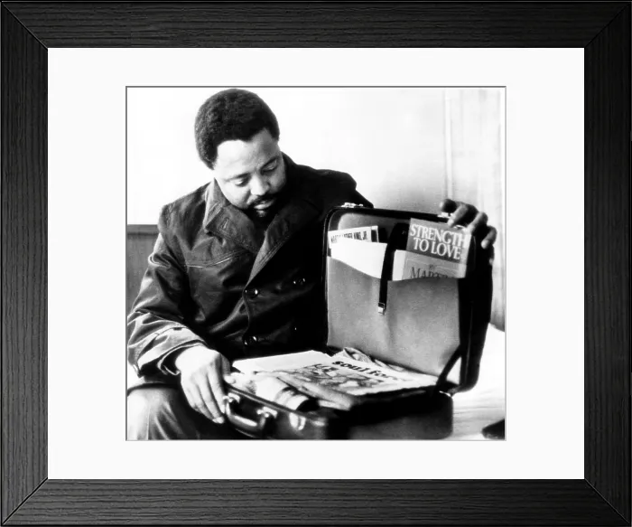 Framed Print : Hosea Williams, (1926-2000), African American civil rights leader, examining the contents of Dr Framed Print : Hosea Williams, (1926-2000), African American civil rights leader, examining the contents of Dr