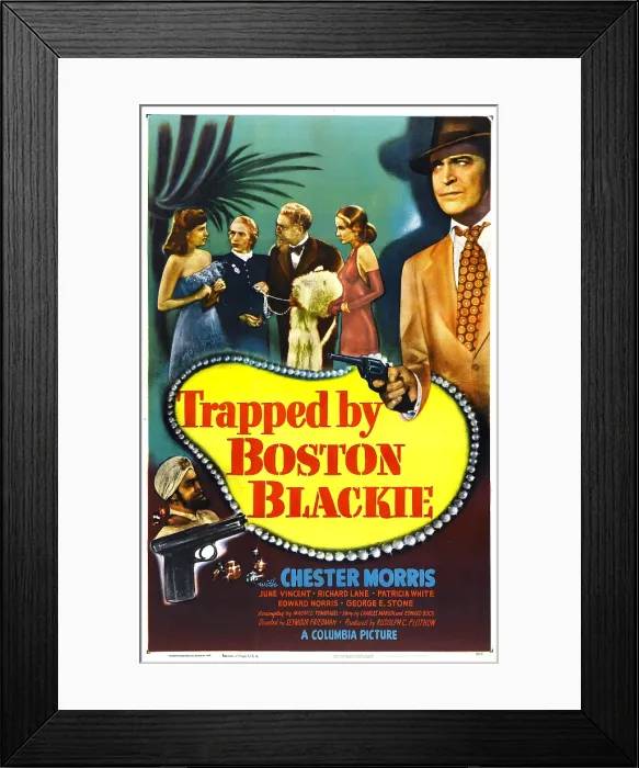 Framed Print : TRAPPED BY BOSTON BLACKIE, US poster, top from left: Patricia White, George E. Stone, Chester Morris, June Vincent, Edward Norris, 1948