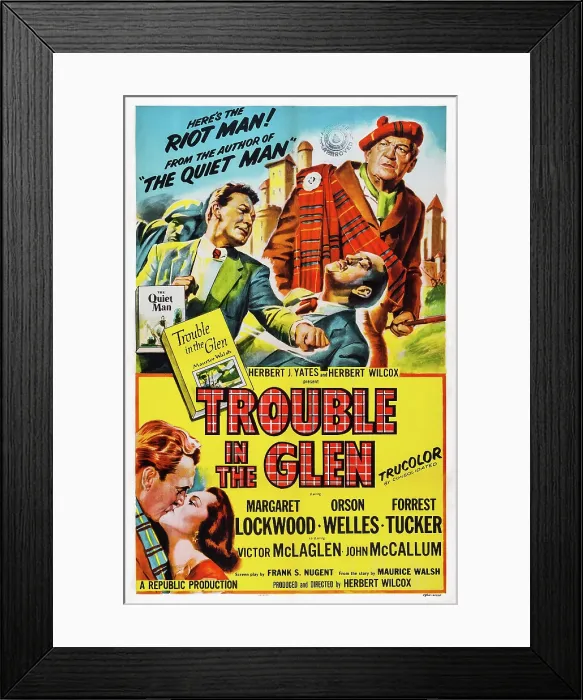 Framed Print : TROUBLE IN THE GLEN, US poster, Victor McLaglen (rear), top from left: Forrest Tucker, Archie Duncan, bottom from left: John McCallum, Margaret Lockwood, 1954 Framed Print : TROUBLE IN THE GLEN, US poster, Victor McLaglen (rear), top from left: Forrest Tucker, Archie Duncan, bottom from left: John McCallum, Margaret Lockwood, 1954