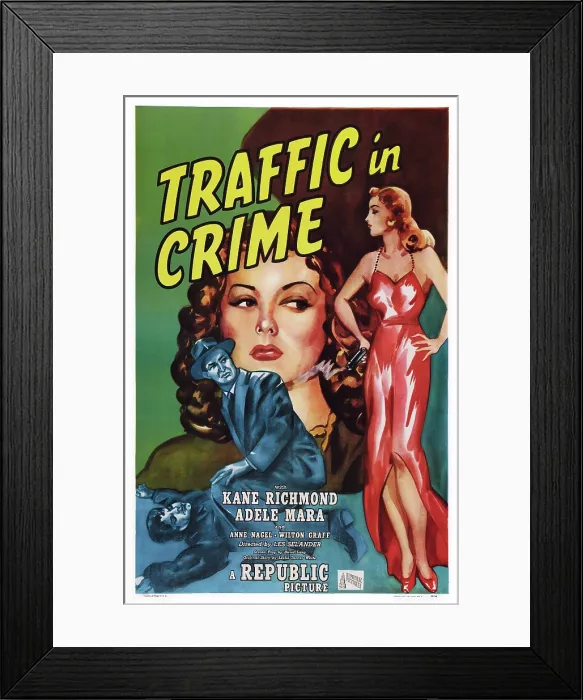 Framed Print : TRAFFIC IN CRIME, US poster art, center: Adele Mara, 1946