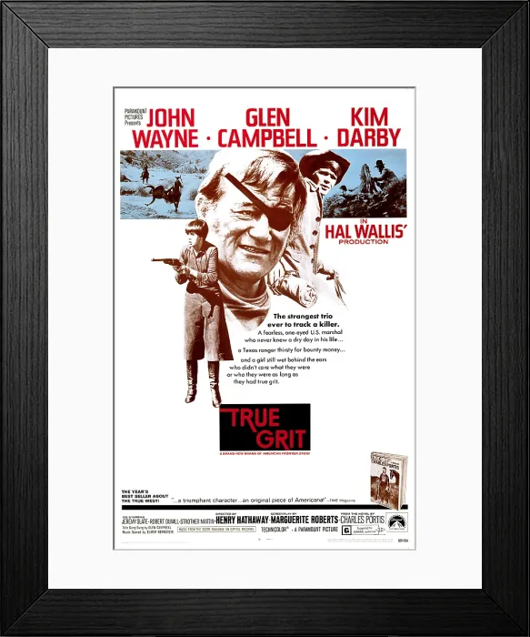 Framed Print : TRUE GRIT, Kim Darby, John Wayne, Glen Campbell, 1969