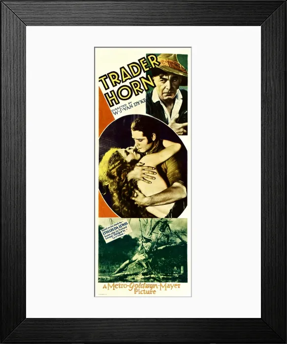 Framed Print : TRADER HORN, top right: Harry Carey, center from left: Edwina Booth, Duncan Renaldo on insert poster, 1931 Framed Print : TRADER HORN, top right: Harry Carey, center from left: Edwina Booth, Duncan Renaldo on insert poster, 1931
