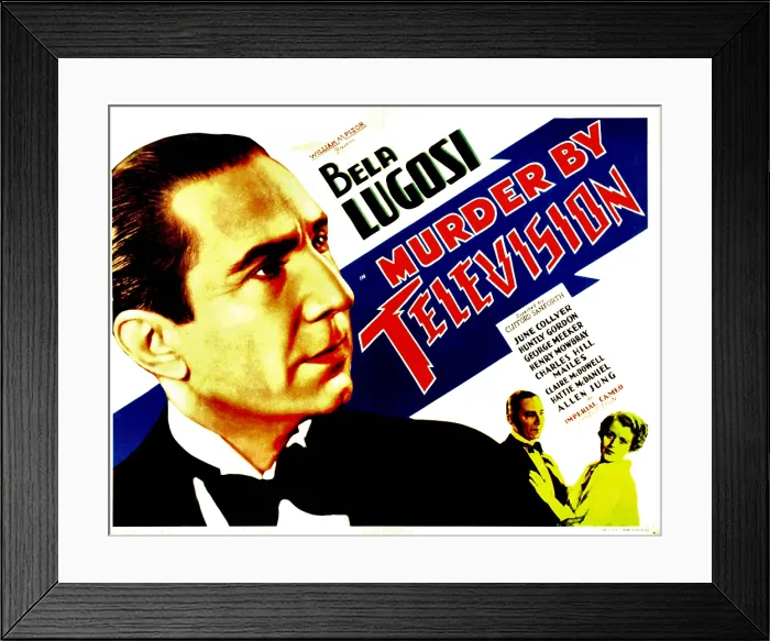 Framed Print : MURDER BY TELEVISION, left: Bela Lugosi, bottom from left: Bela Lugosi, June Collyer, 1935 Framed Print : MURDER BY TELEVISION, left: Bela Lugosi, bottom from left: Bela Lugosi, June Collyer, 1935