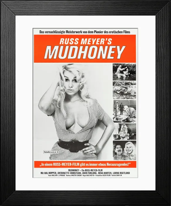 Framed Print : MUDHONEY, German poster, Lorna Maitland, 1965 Framed Print : MUDHONEY, German poster, Lorna Maitland, 1965
