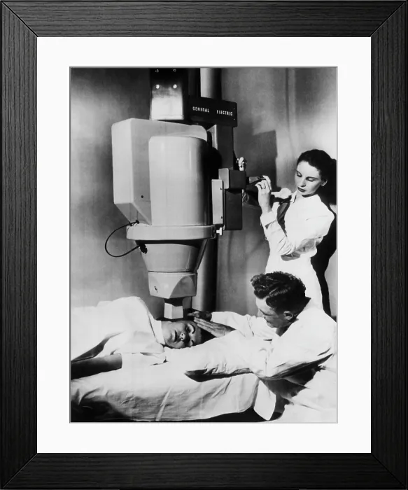 Framed Print : The Cobalt-60 Cancer Tele-Therapy Unit. Instead of an x-ray tube, the unit uses four wafers of radioactive cobalt. circa 1951. Courtesy: CSU Archives / Everett Collection Framed Print : The Cobalt-60 Cancer Tele-Therapy Unit. Instead of an x-ray tube, the unit uses four wafers of radioactive cobalt. circa 1951. Courtesy: CSU Archives / Everett Collection