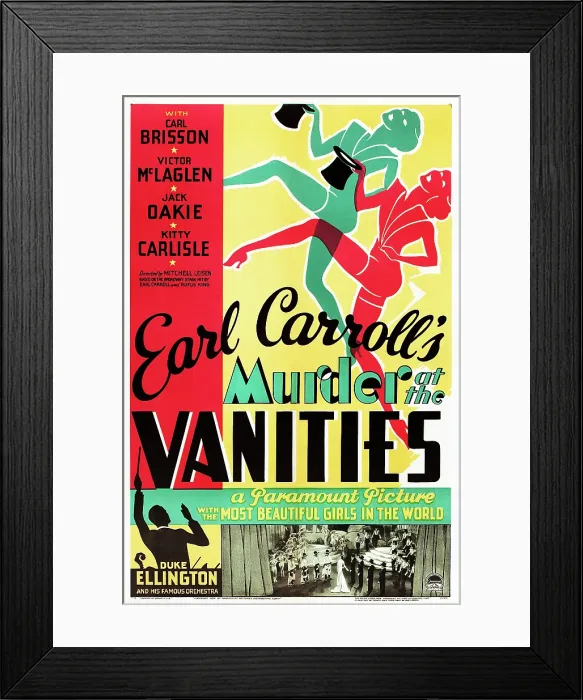 Framed Print : MURDER AT THE VANITIES, US poster art, bottom left: Duke Ellington; bottom right: Kitty Carlisle (foreground center, in white), 1934