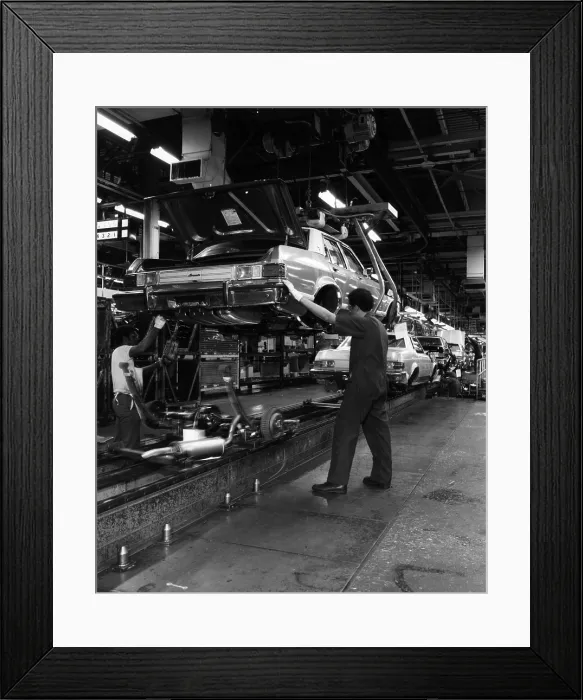 Framed Print : Assembly line at Ford Motor Company, 1976. Courtesy: CSU Archives / Everett Collection