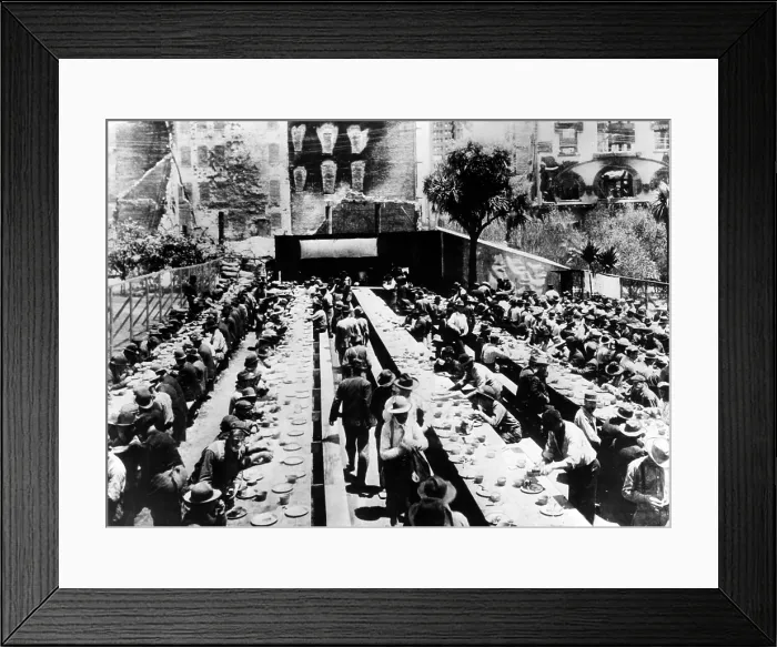 Framed Print : The Red Cross serve food to homeless survivors of the 1906 Earthquake, San Fransico, California. April 18th and 19th, 1906. Courtesy: CSU Archives / Everett Collection Framed Print : The Red Cross serve food to homeless survivors of the 1906 Earthquake, San Fransico, California. April 18th and 19th, 1906. Courtesy: CSU Archives / Everett Collection