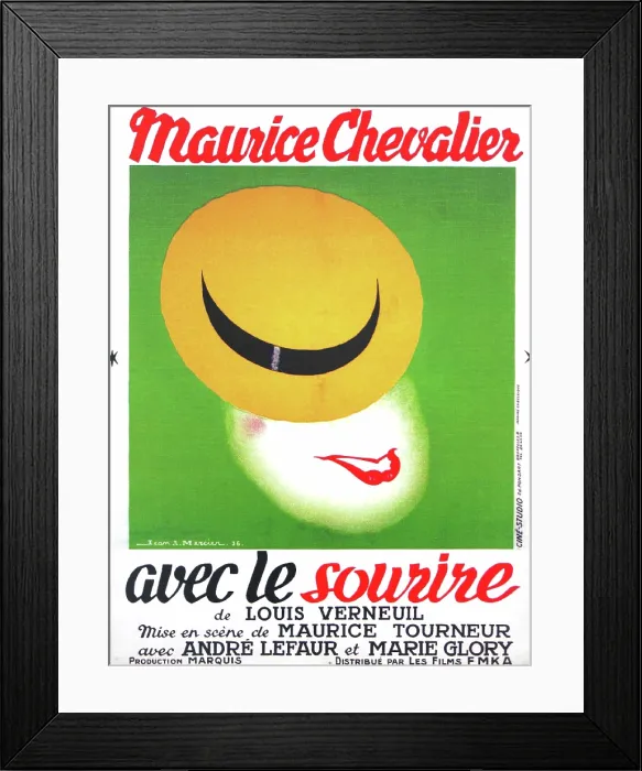 Framed Print : WITH A SMILE, (aka AVEC LE SOURIRE), French poster art, Maurice Checalier, 1936 Framed Print : WITH A SMILE, (aka AVEC LE SOURIRE), French poster art, Maurice Checalier, 1936