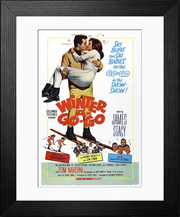 Framed Print : WINTER A-GO-GO, top: James Stacy, bottom center: The Nooney Rickett 4, bottom right: The Reflections on poster art, 1965
