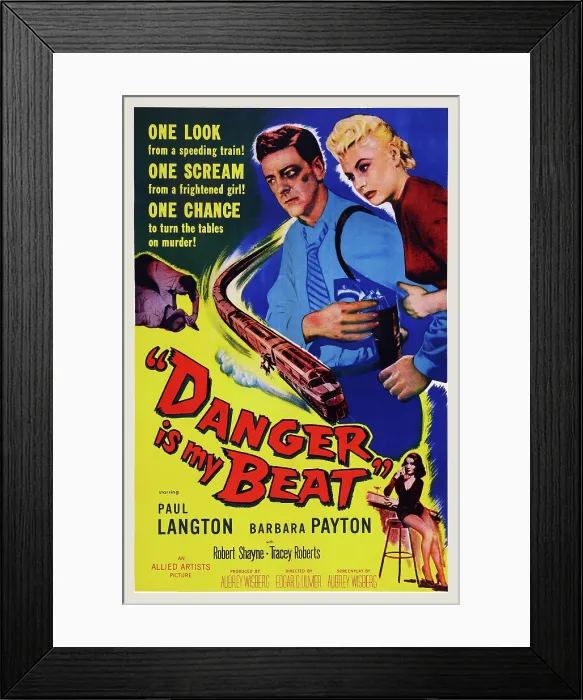 Framed Print : MURDER IS MY BEAT, (aka DANGER IS MY BEAT), US poster art, Paul Langton, Barbara Payton, 1955