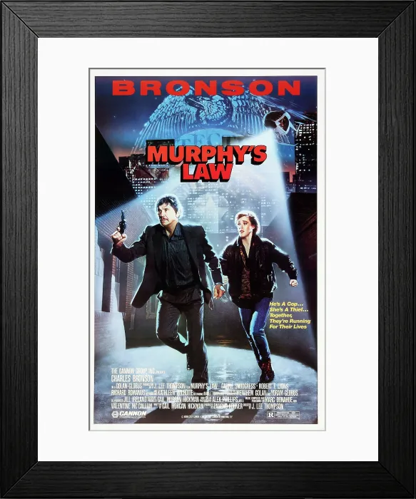 Framed Print : MURPHY'S LAW, US poster, from left: Charles Bronson, Kathleen Wilhoite, 1986, Cannon Films / courtesy Everett Collection