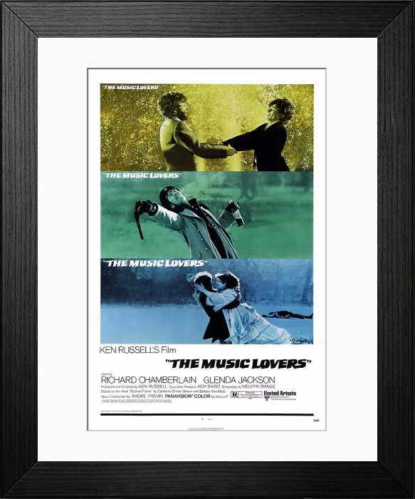 Framed Print : THE MUSIC LOVERS, US poster art, bottom from left: Richard Chamberlain, Glenda Jackson, 1970