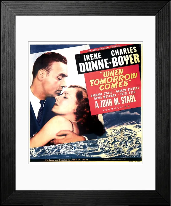 Framed Print : WHEN TOMORROW COMES, US poster art, from left: Charles Boyer, Irene Dunne, 1939