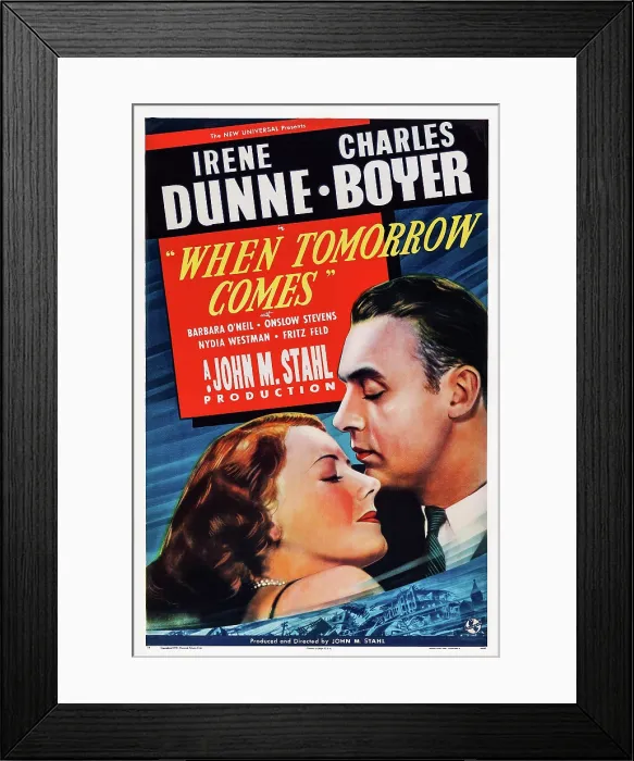 Framed Print : WHEN TOMORROW COMES, US poster art, from left: Irene Dunne, Charles Boyer, 1939
