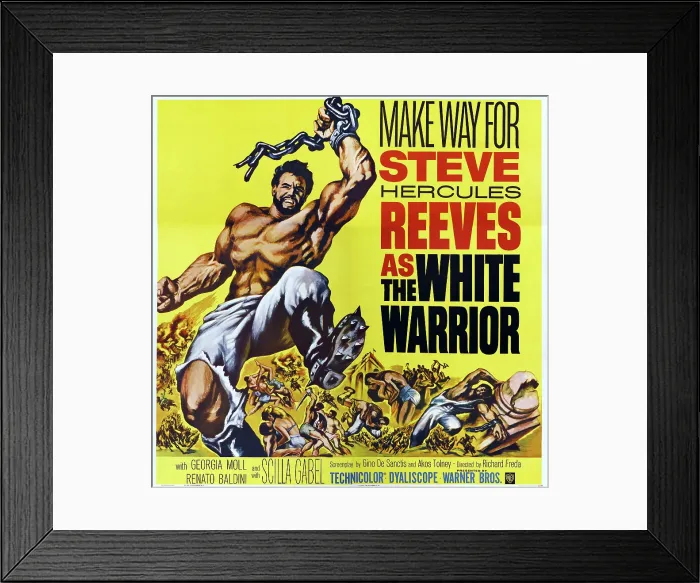 Framed Print : THE WHITE WARRIOR, (aka AGI MURAD IL DIAVOLO BIANCO), US poster, Steve Reeves, 1959 Framed Print : THE WHITE WARRIOR, (aka AGI MURAD IL DIAVOLO BIANCO), US poster, Steve Reeves, 1959