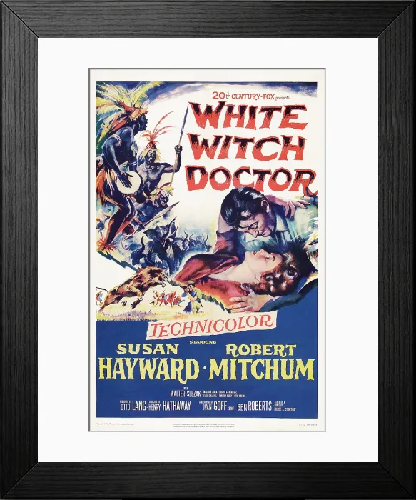 Framed Print : WHITE WITCH DOCTOR, US poster art, from center: Susan Hayward, Robert Mitchum, 1953. TM & Copyright 20th Century-Fox Film Corp. All rights reserved / courtesy Everett Collection Framed Print : WHITE WITCH DOCTOR, US poster art, from center: Susan Hayward, Robert Mitchum, 1953. TM & Copyright 20th Century-Fox Film Corp. All rights reserved / courtesy Everett Collection