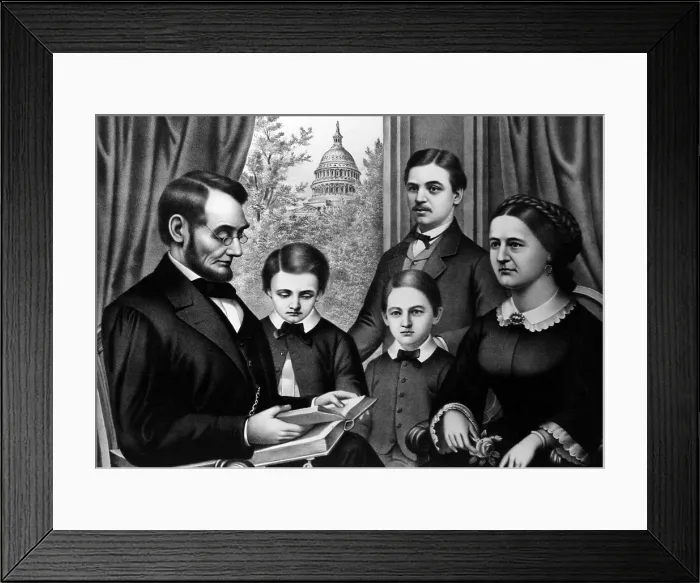 Framed Print : Abraham Lincoln and family, as depicted by artist Kertson Allison, c. 1860s.. Courtesy: CSU Archives / Everett Collection Framed Print : Abraham Lincoln and family, as depicted by artist Kertson Allison, c. 1860s.. Courtesy: CSU Archives / Everett Collection