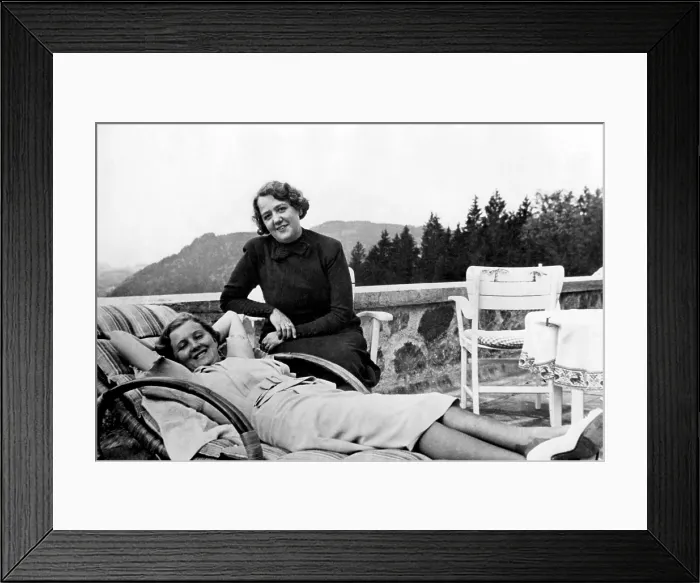 Framed Print : Eva Braun, girlfriend of Adolf Hitler and Mrs. Morell, wife of Hitler's personal physician at the Berghof. ca. 1945. Courtesy: CSU Archives / Everett Collection